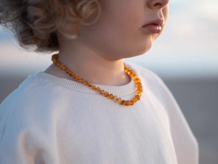 Joyería de ámbar báltico crudo certificada, conjunto de collar y pulsera para bebés