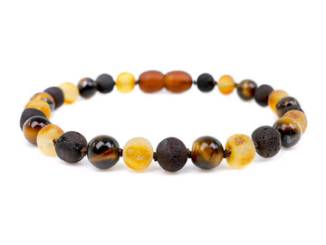 Pulsera de ámbar para adultos con cuentas de ojo de tigre