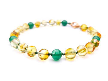 POLISHED LEMON BALTIC AMBER ADULT BRACELET WITH JADE