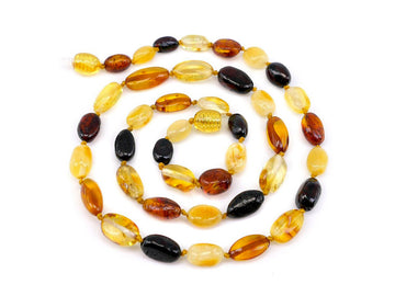 POLISHED MULTICOLOR ADULT BALTIC AMBER NECKLACE