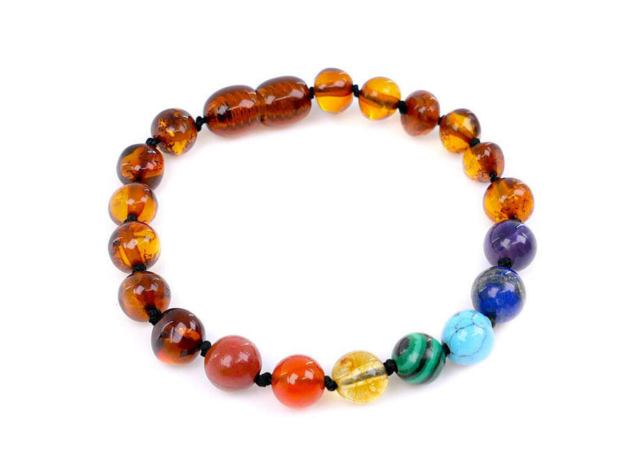 Pulsera tobillera de ámbar báltico pulido ideal para bebés en etapa de dentición