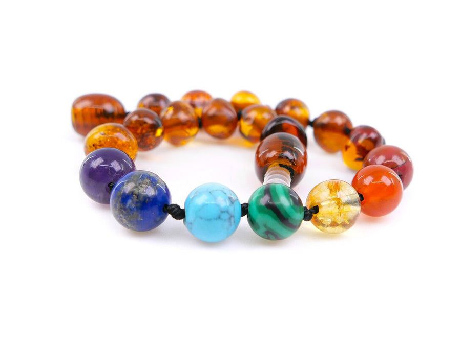 Pulsera de ámbar y chakra para bebés con molestias por dentición