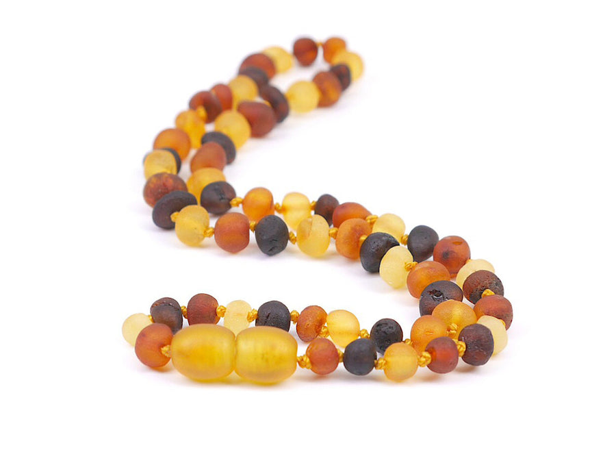 Collar calmante de ámbar báltico en bruto multicolor para bebés