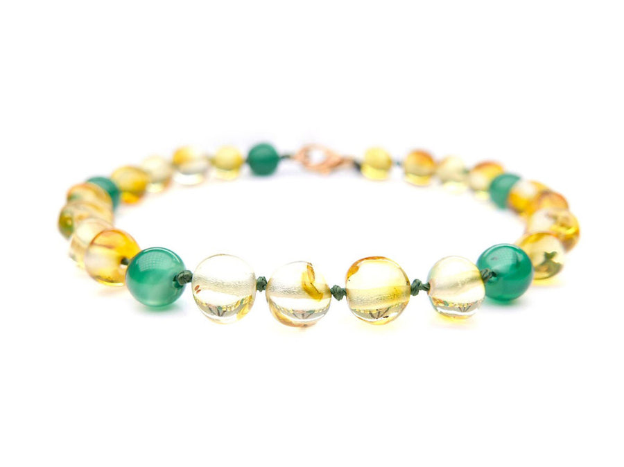 Pulsera de ámbar para adultos con cuentas de jade
