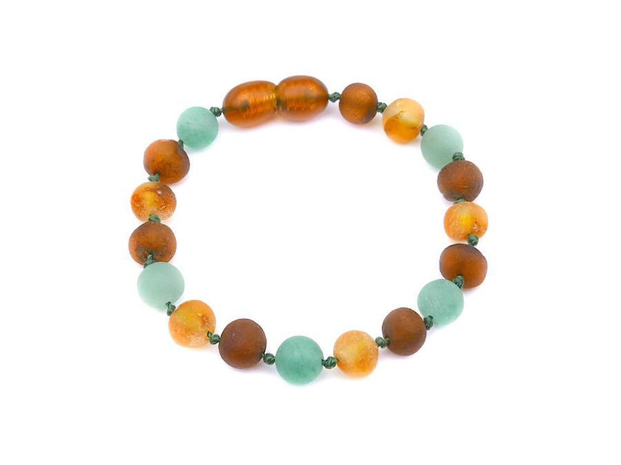Joyería de dentición para bebé de ámbar natural multicolor y piedra semipreciosa ágata