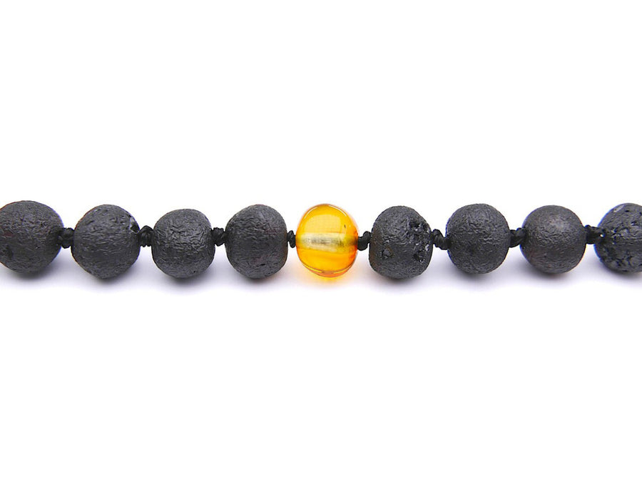 Tobillera de dentición segura para bebés con ámbar báltico en bruto color cereza