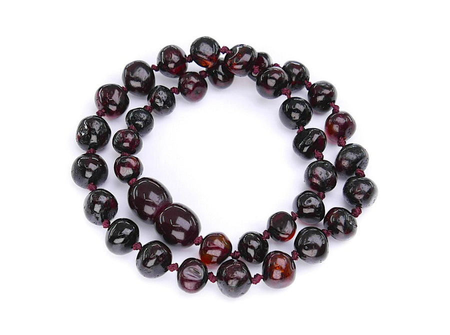 Tobillera curativa de ámbar báltico cereza oscura, ideal para el bienestar y equilibrio