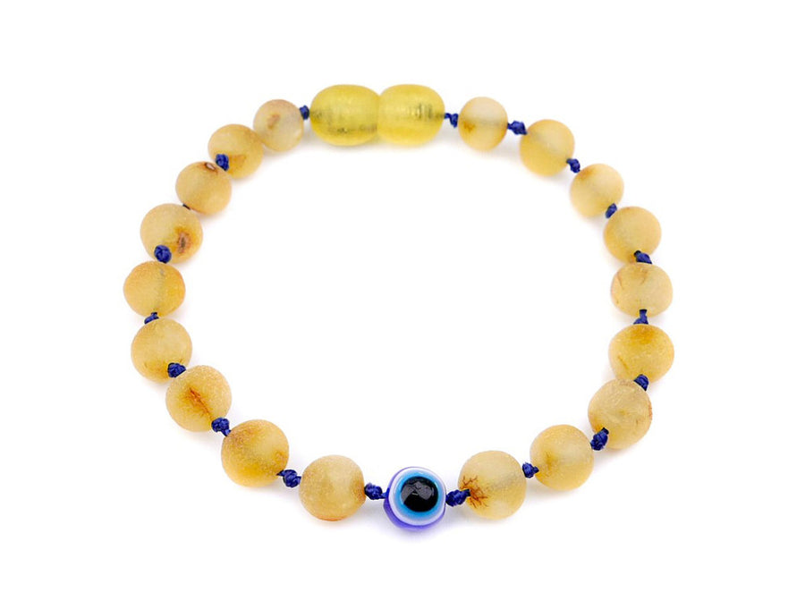 Joyería de dentición para bebé de ámbar báltico y cuenta protectora de ojo turco