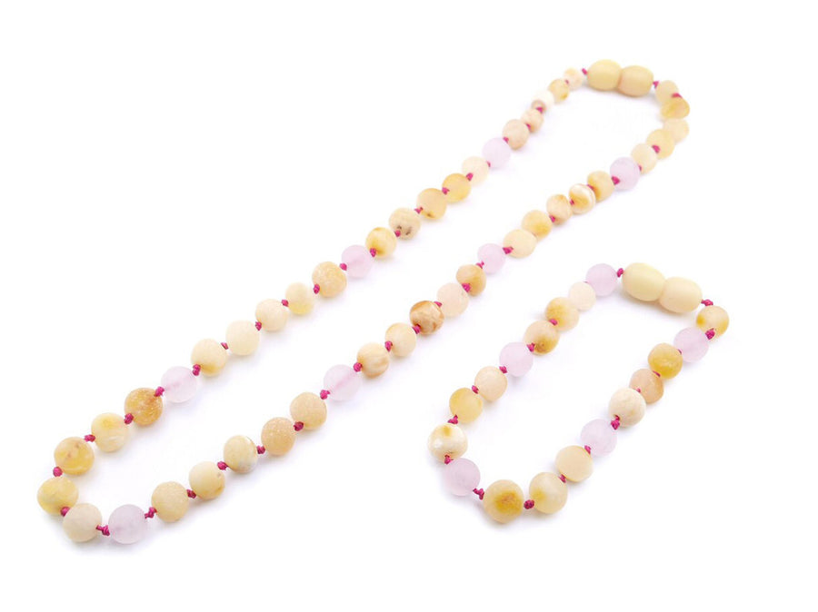 Set de collar y pulsera de dentición de ámbar para niños