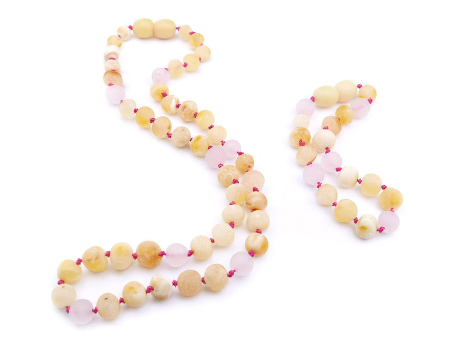 Set de collar y pulsera de ámbar blanco