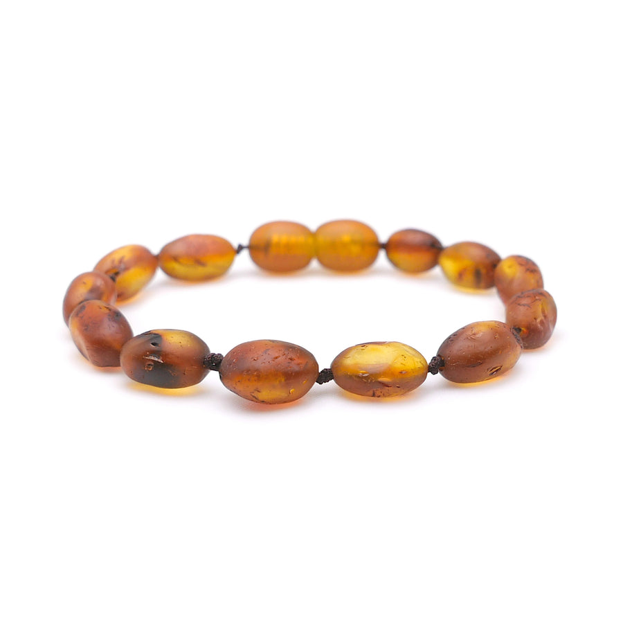 PULSERA / TOBILLERA DE ÁMBAR BÁLTICO PARA LA DENTICIÓN CON CUENTAS DE ÁMBAR COGNAC SIN PULIR PARA TU BEBÉ