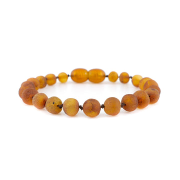 Pulsera de ámbar báltico cognac en bruto para la dentición del bebé