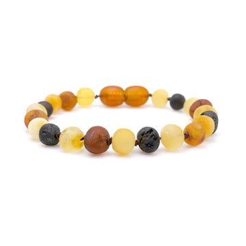 Pulsera de ámbar báltico multicolor para la dentición de bebé