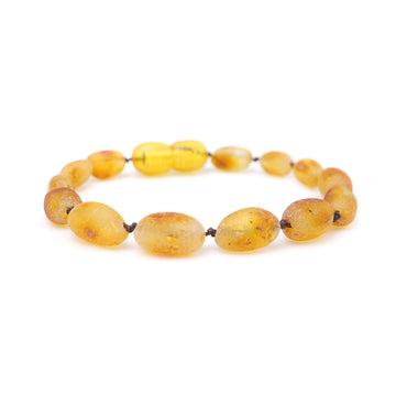 Pulsera de dentición de ámbar báltico sin pulir color amarillo caramelo