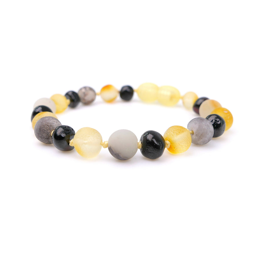 Pulsera infantil de ámbar báltico multicolor con cuentas de amazonita