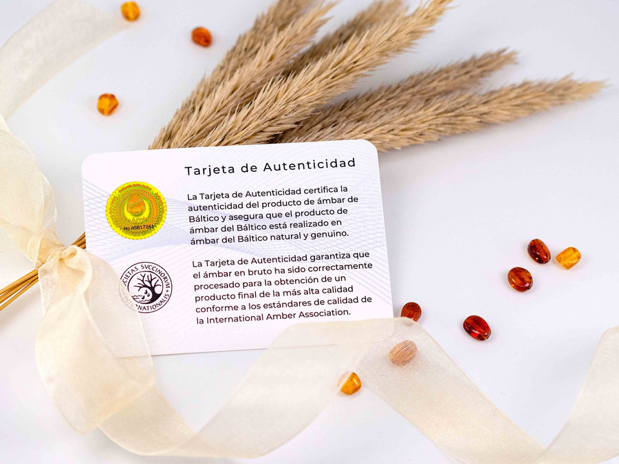 Tarjeta de autenticidad de ámbar báltico