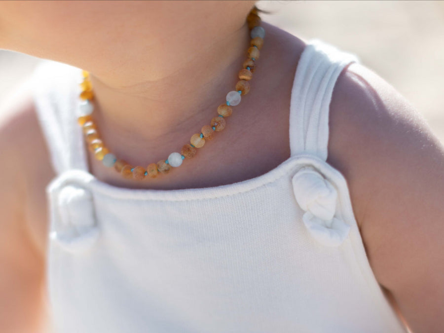 Collar de dentición de ámbar en bruto sin pulir para niños y bebés