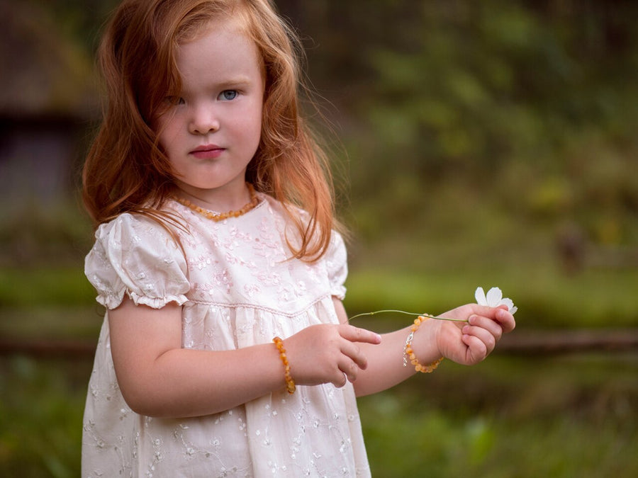 Accesorio natural para dentición: pulsera de ámbar crudo miel para bebés