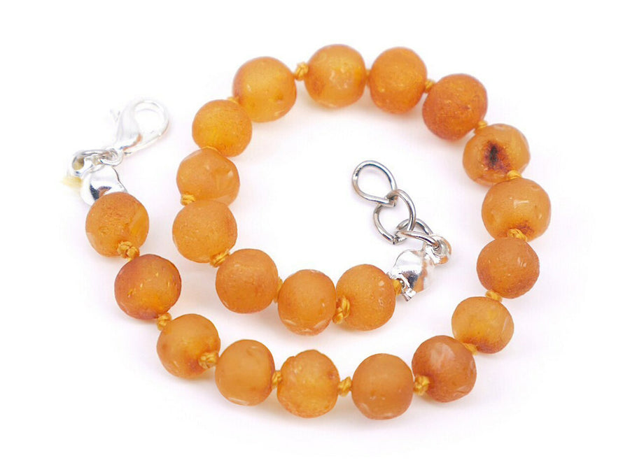 Pulsera/tobillera de dentición de ámbar crudo miel ajustable para bebés
