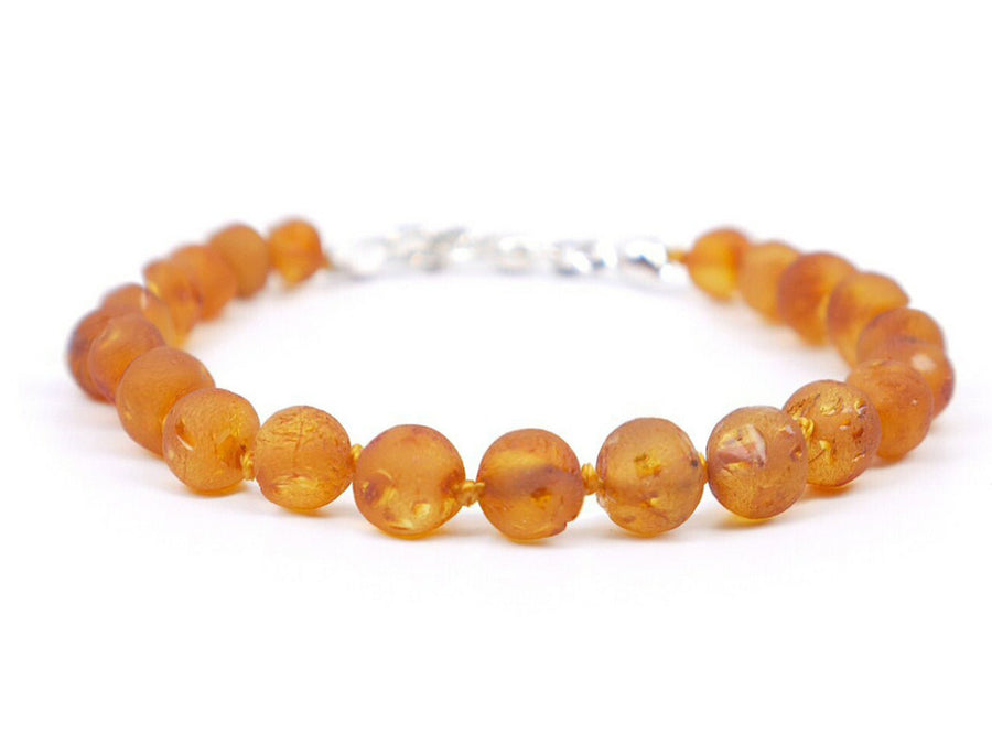 Pulsera ajustable de ámbar crudo miel para la dentición de bebé, alivio natural