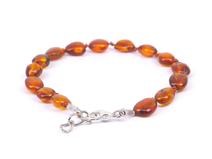 Pulsera de ámbar cognac pulido para bebé, accesorio natural y efectivo para dentición