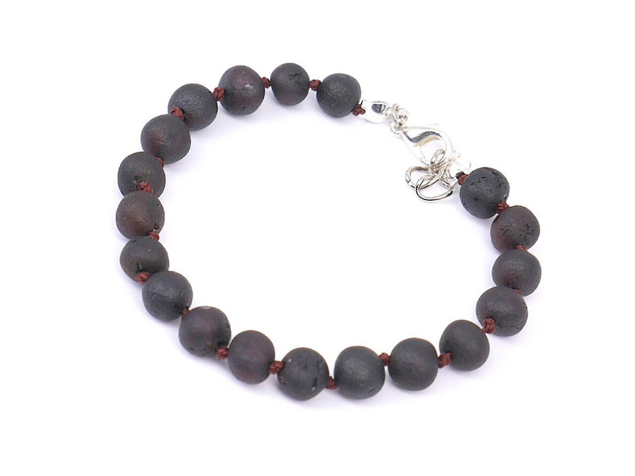 Pulsera/tobillera de ámbar báltico crudo cereza oscura, ideal para calmar la dentición infantil