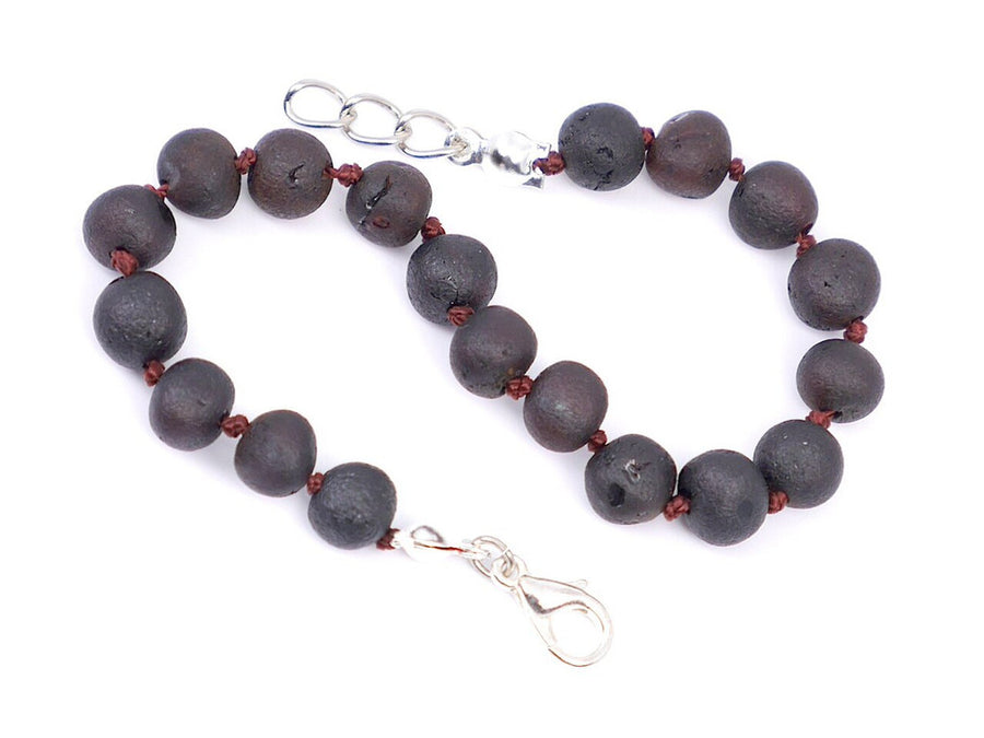 Pulsera/tobillera de dentición de ámbar cereza oscura ajustable para bebés