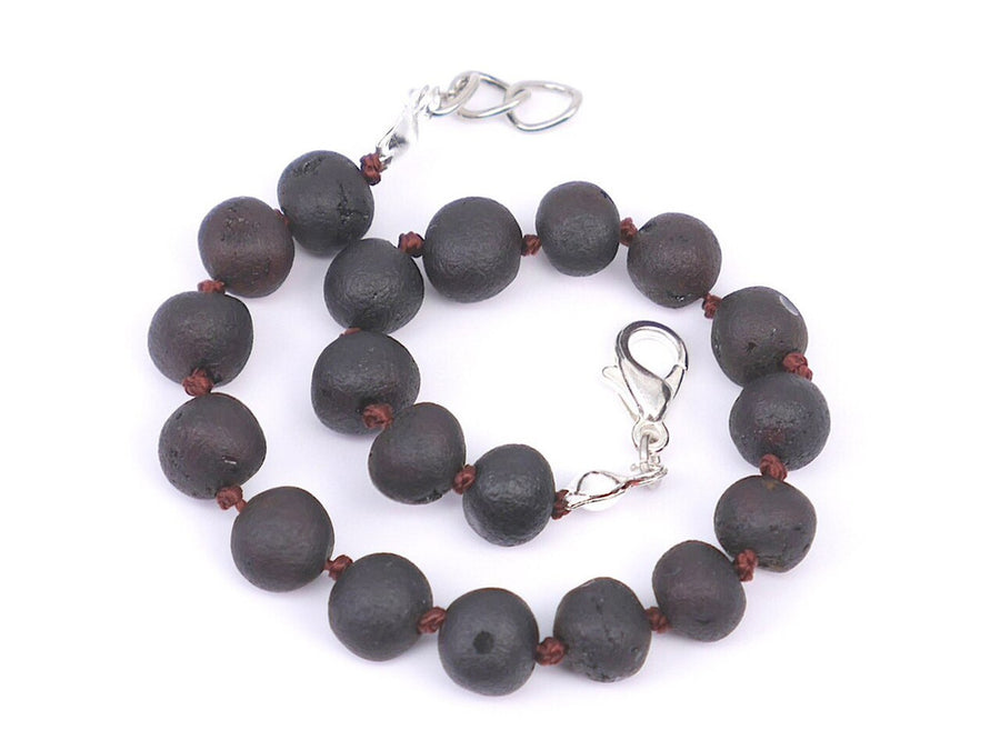 Tobillera ajustable de ámbar crudo cereza oscura, alivio natural para la dentición de bebés