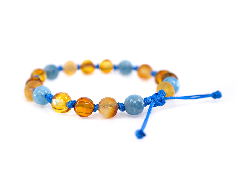 ADJUSTABLE MULTICOLOR BALTIC AMBER BRACELET / ANKLET WITH AVENTURINE