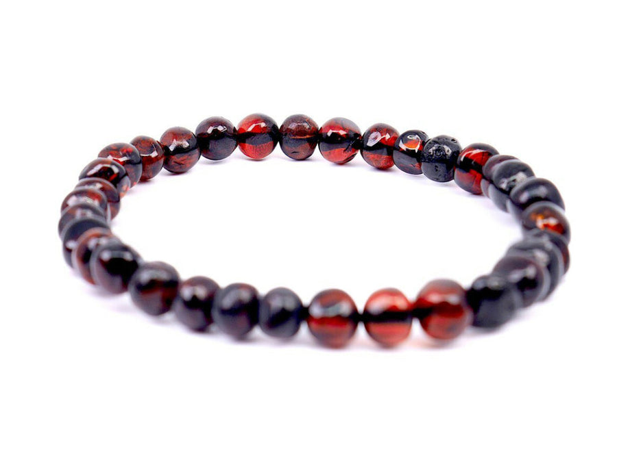 Pulsera de ámbar para mujer en color cereza oscuro con propiedades curativas