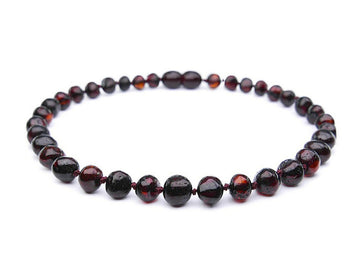 Tobillera de ámbar báltico pulido cereza oscura, joyería curativa para adultos