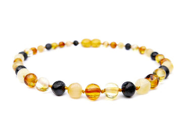 Tobillera de ámbar báltico pulido multicolor con cuentas barrocas, joyería natural para adultos.