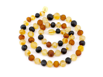 Collar curativo de ámbar báltico crudo y sin pulir multicolor para adultos, joyería natural