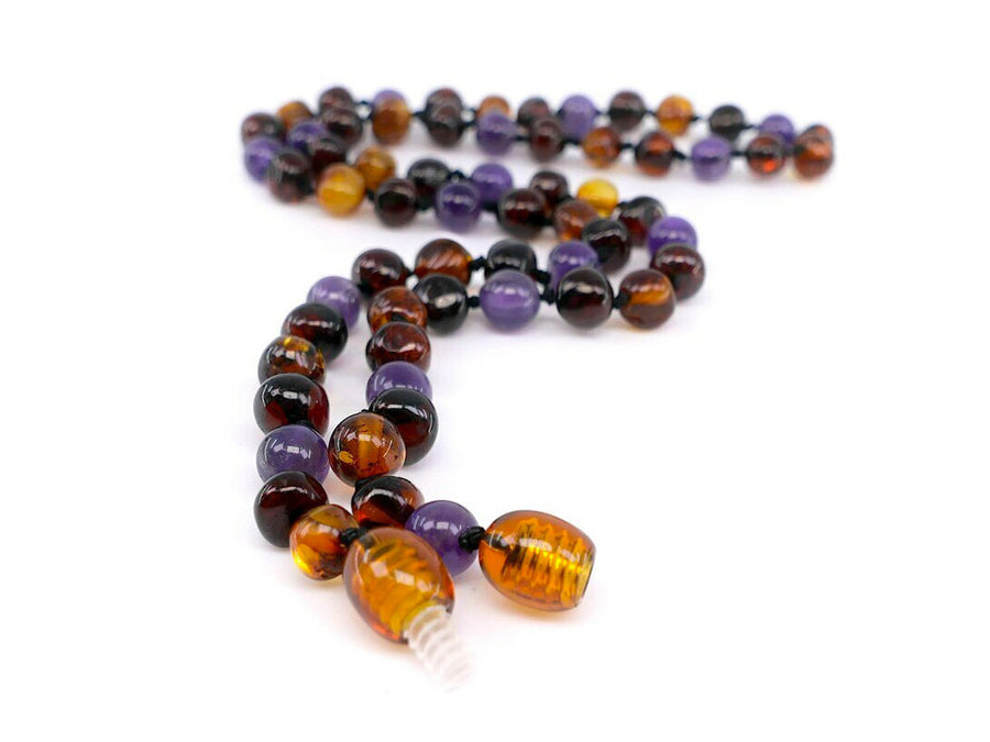 Joyería de ámbar báltico auténtico y amatista, collar elegante y equilibrante
