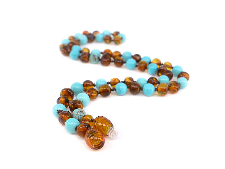 Joyería de ámbar báltico auténtico y turquesa, collar elegante y equilibrante