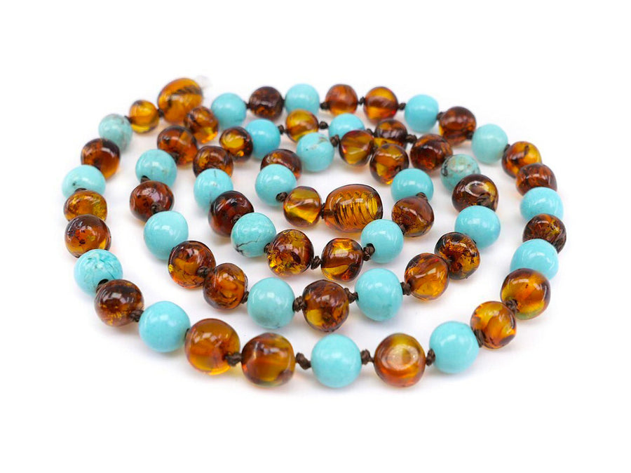 Joyería curativa de ámbar y turquesa, collar ideal para energía y protección