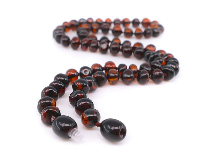 Joyería de ámbar báltico auténtico, collar elegante con cuentas barrocas color cereza oscura