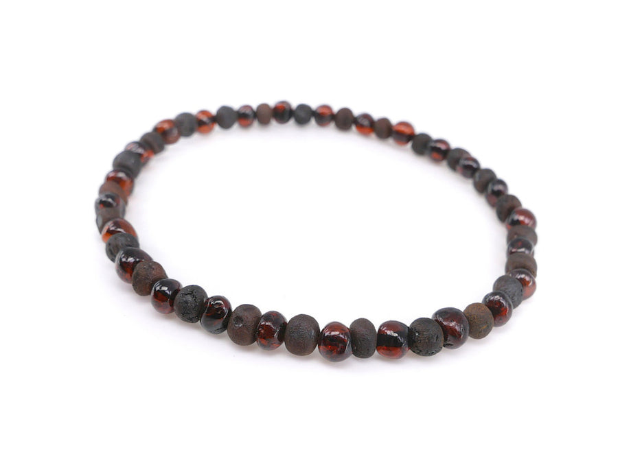 Joyería de ámbar báltico: tobillera elástica cereza oscura para bienestar y equilibrio