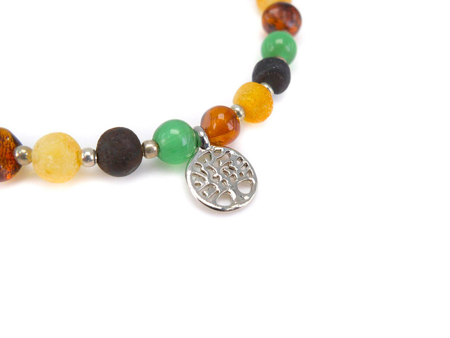Pulsera de ámbar con colgante del Árbol de la Vida