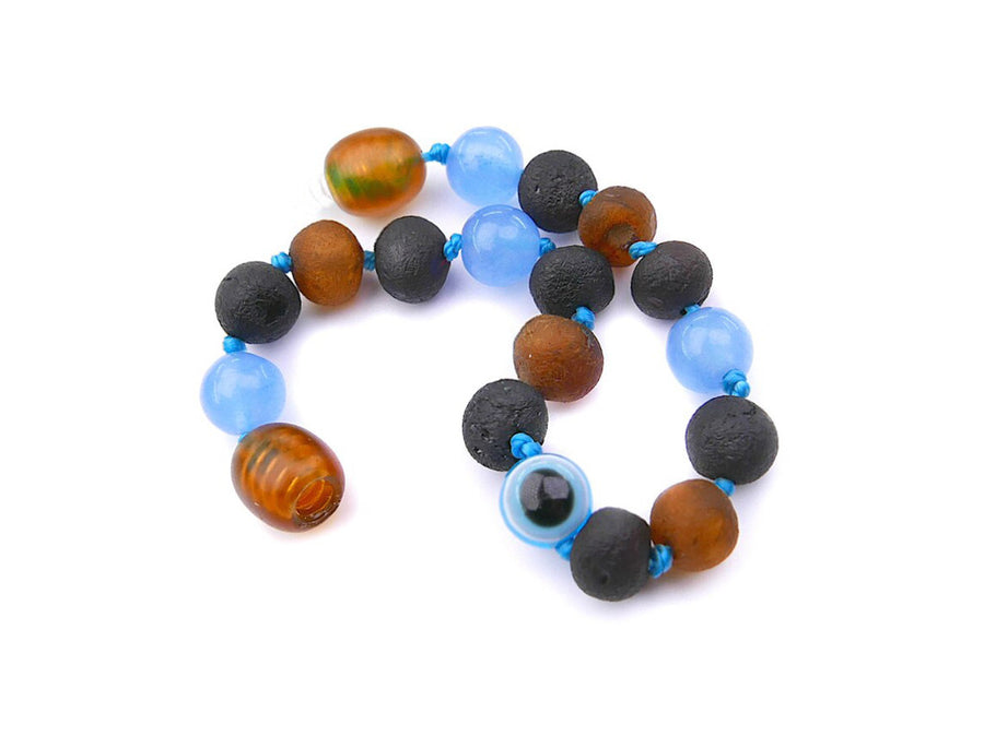 Pulsera/tobillera de ámbar crudo multicolor para aliviar molestias de la dentición infantil