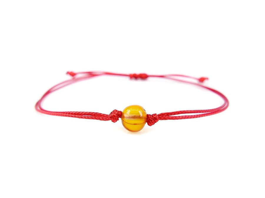 Pulsera de hilo rojo con ámbar natural pulido color miel, perfecta para adultos y bebés