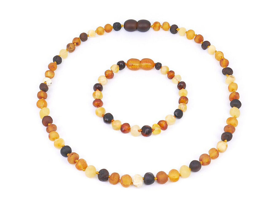 Ámbar báltico 100% auténtico en collar y pulsera, diseñado para el alivio natural de la dentición en bebés