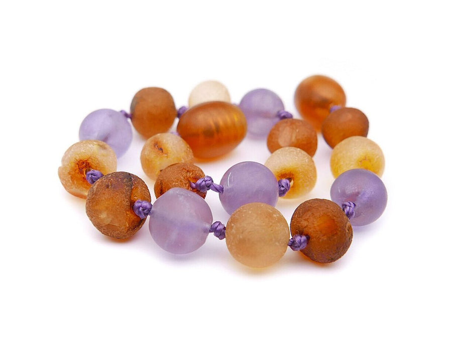 Joyería de ámbar y amatista, pulsera calmante para la dentición de bebés