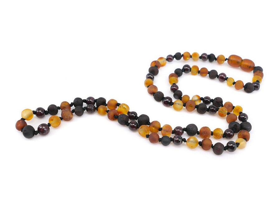 Collar de ámbar báltico genuino con gema mineral de granate para adultos en venta