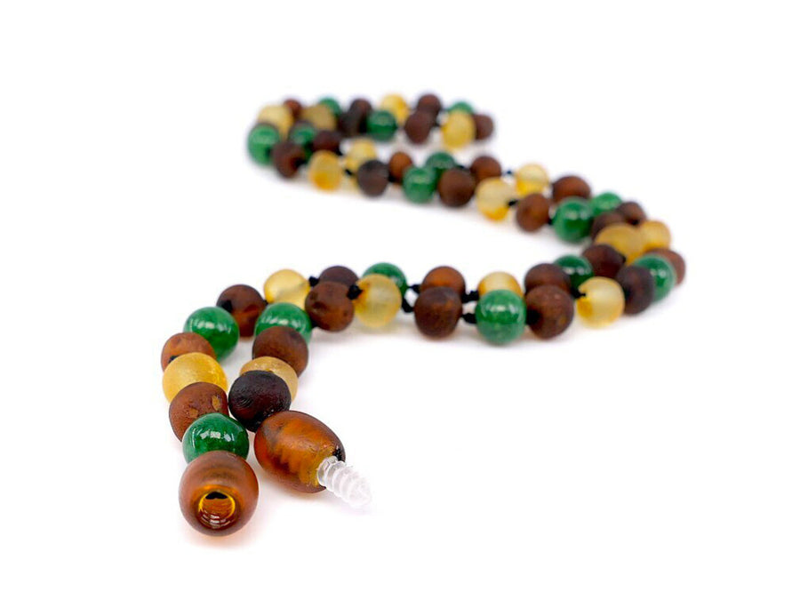 Joyería de ámbar báltico auténtico y jade, collar ideal para bienestar y protección