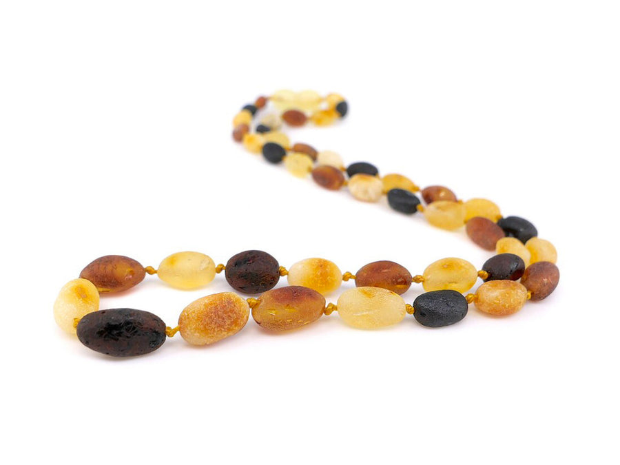 Joyería curativa de ámbar crudo multicolor, collar con cuentas de oliva para equilibrio y protección
