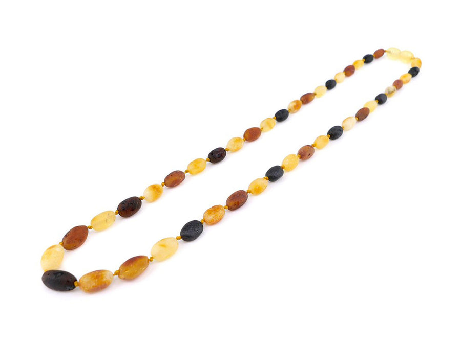 Collar de ámbar báltico natural con cuentas en forma de oliva, perfecto para uso diario