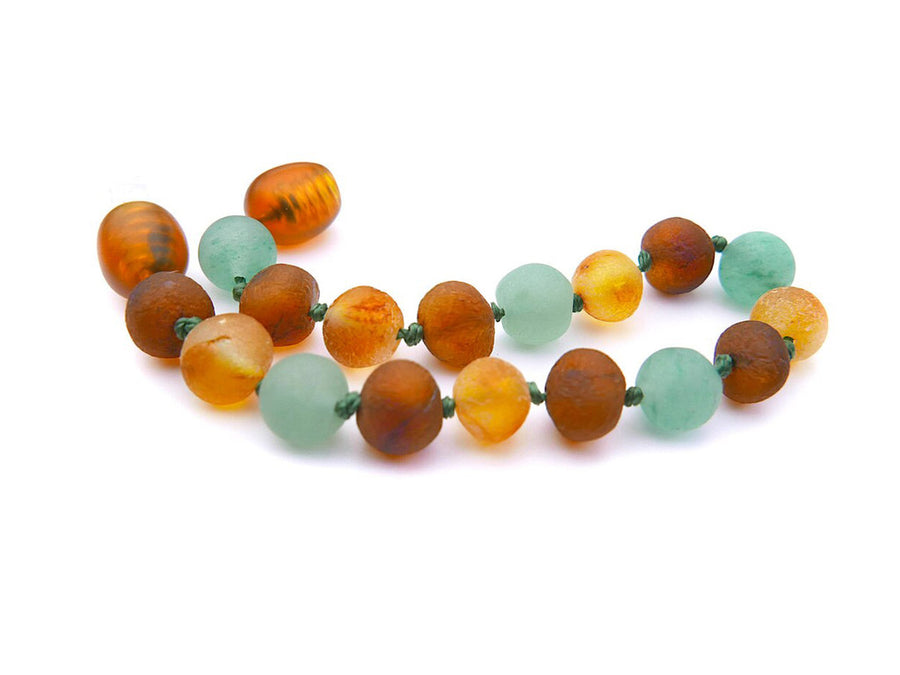 Pulsera/tobillera de ámbar báltico en bruto multicolor y ágata, ideal para bebés