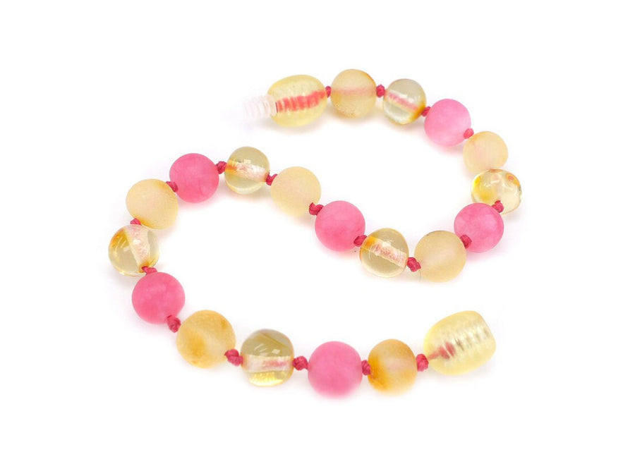 HONEY BALTIC AMBER BRACELET / ANKLET WITH PINK JADE