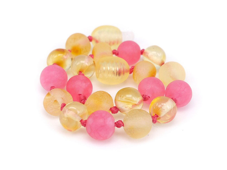 Pulsera de dentición de ámbar en bruto sin pulir para niñas